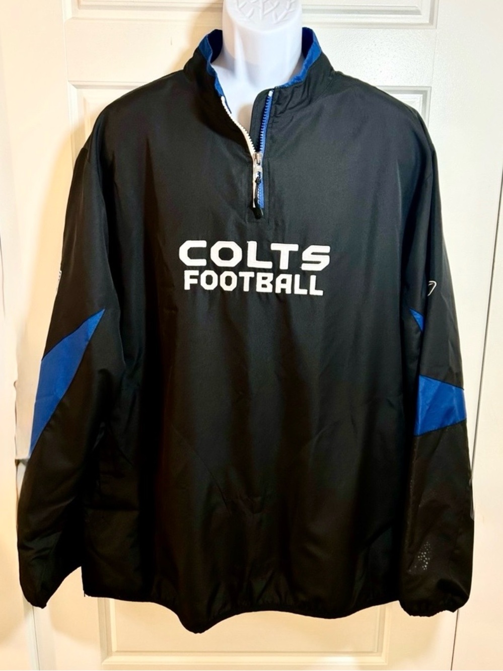 Reebok Indianapolis Colts NFL Authentic Sideline 1/4 Zip Windbreaker Sz XL💛